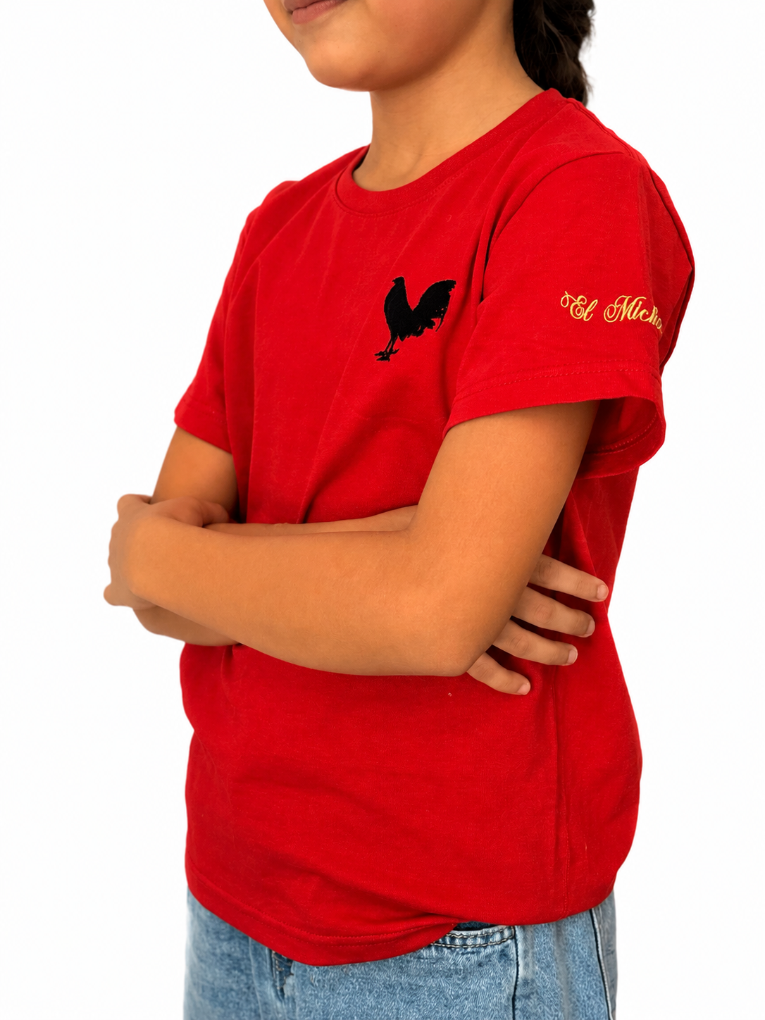 Playera gallo bordado roja