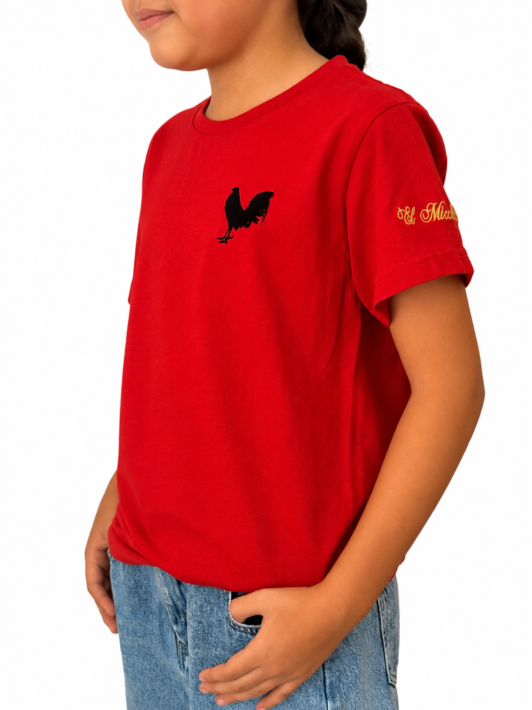 Playera gallo bordado roja